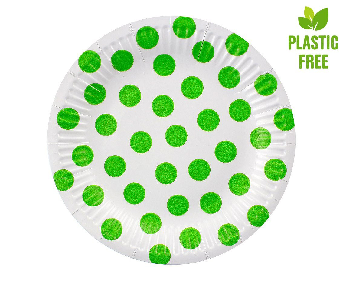 Paper plates Polka Dots, pistachio, 18 cm, 6 pcs EOL