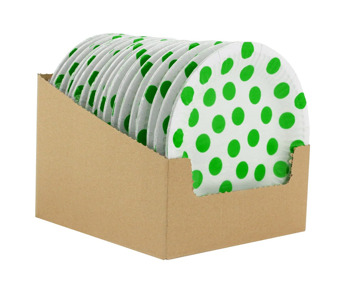 Paper plates Polka Dots, pistachio, 18 cm, 6 pcs EOL