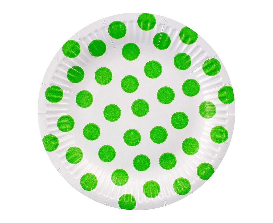 Paper plates Polka Dots, pistachio, 18 cm, 6 pcs EOL
