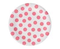 Paper plates Polka Dots, pink, 18 cm, 6 pcs