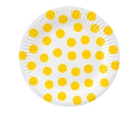 Paper plates Polka Dots, yellow, 18 cm, 6 pcs EOL