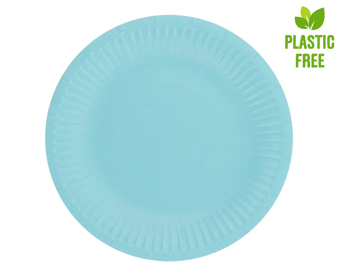 Paper plates Solid colour, light blue, 18 cm, 6 pcs EOL