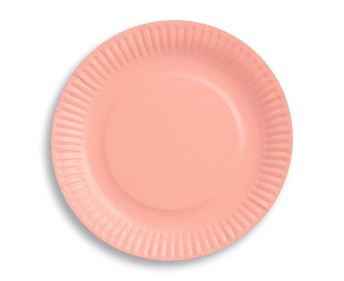 Paper plates Solid colour, light pink, 18 cm, 6 pcs