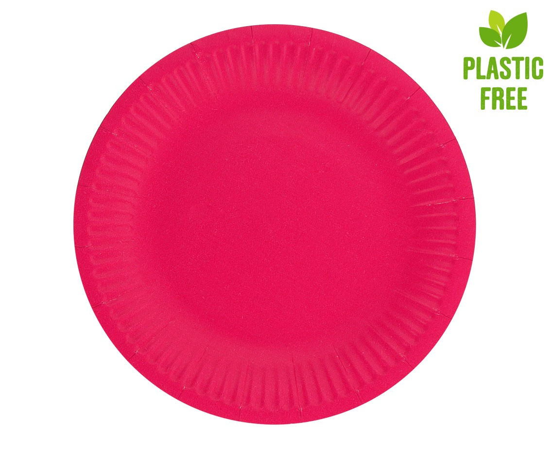 Paper plates Solid colour, magenta, 18 cm, 6 pcs