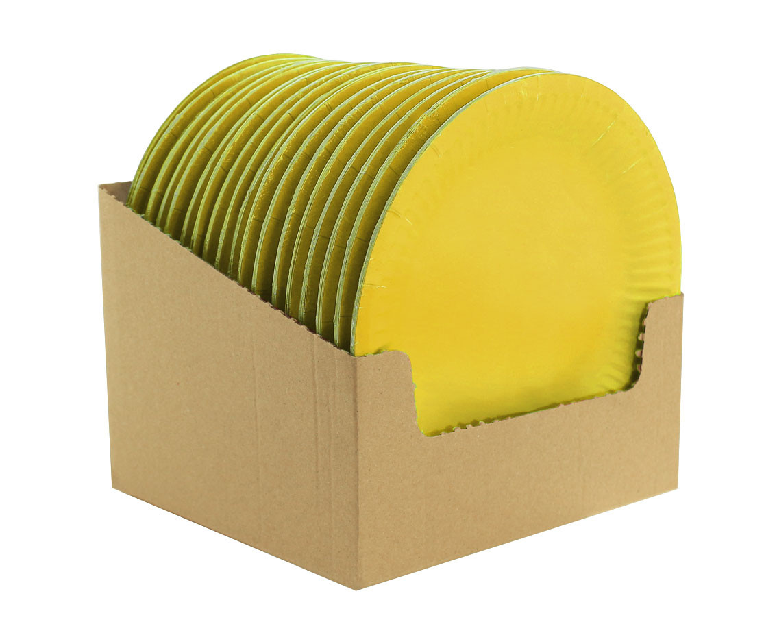 Paper plates solid colour, yellow, 18 cm, 6 pcs EOL
