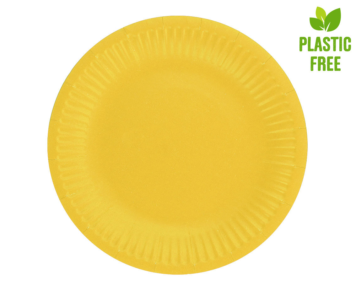 Paper plates solid colour, yellow, 18 cm, 6 pcs EOL