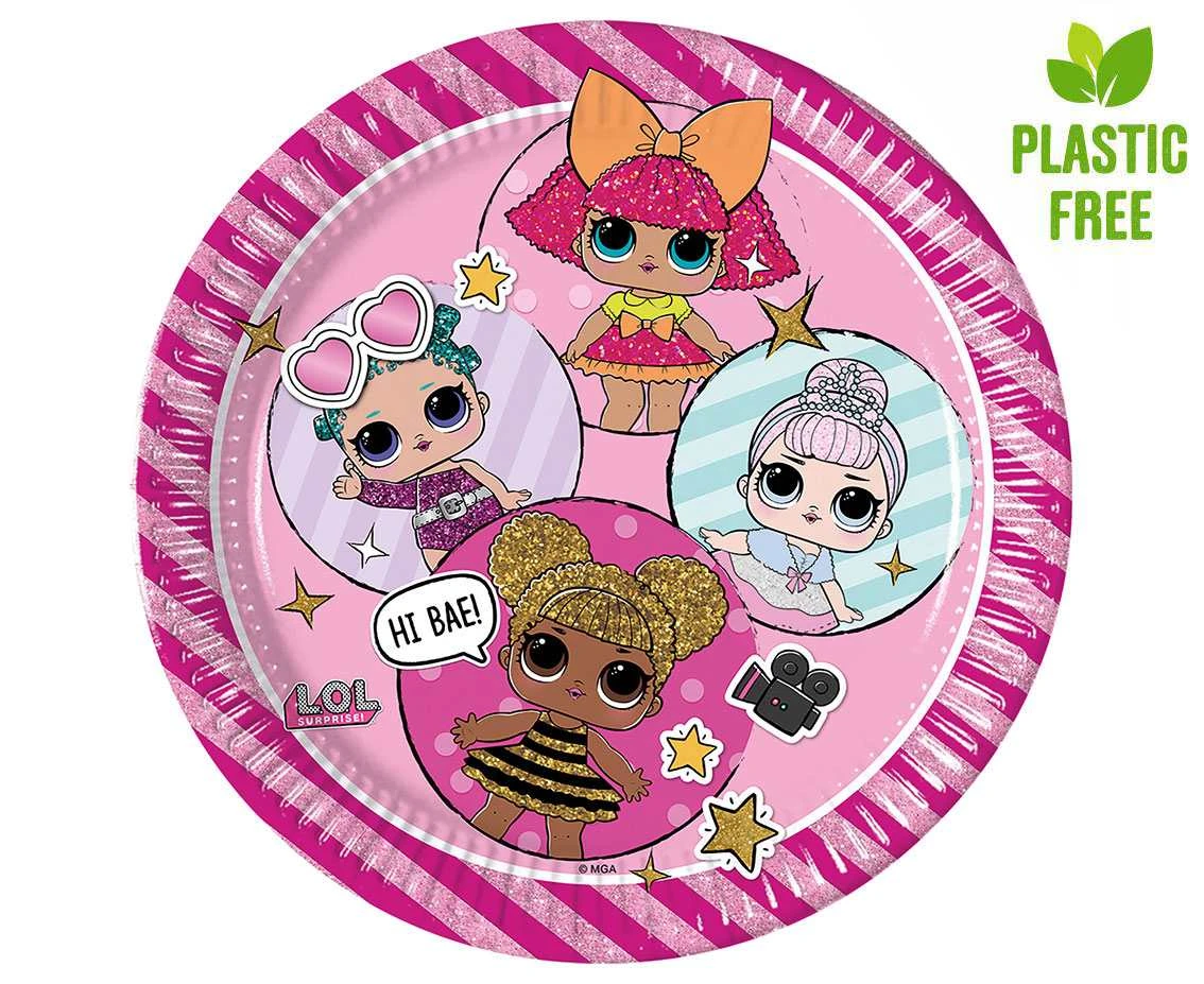 Paper plates LOL Glitterati, next generation, 23 cm, 8 pcs (plastic-free)