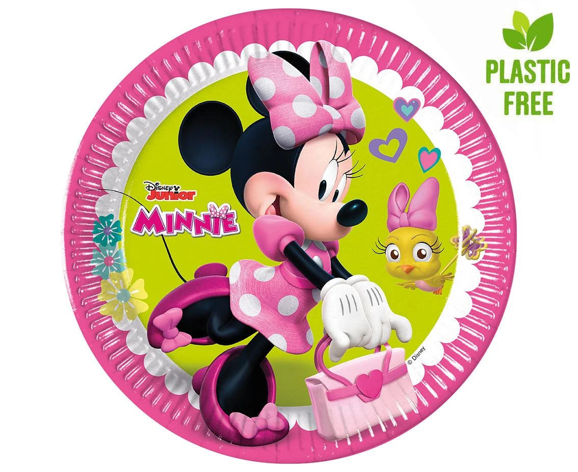Paper plates Minnie Happy Helpers, next generation, 23 cm, 8 pcs (plastic-free) EOL