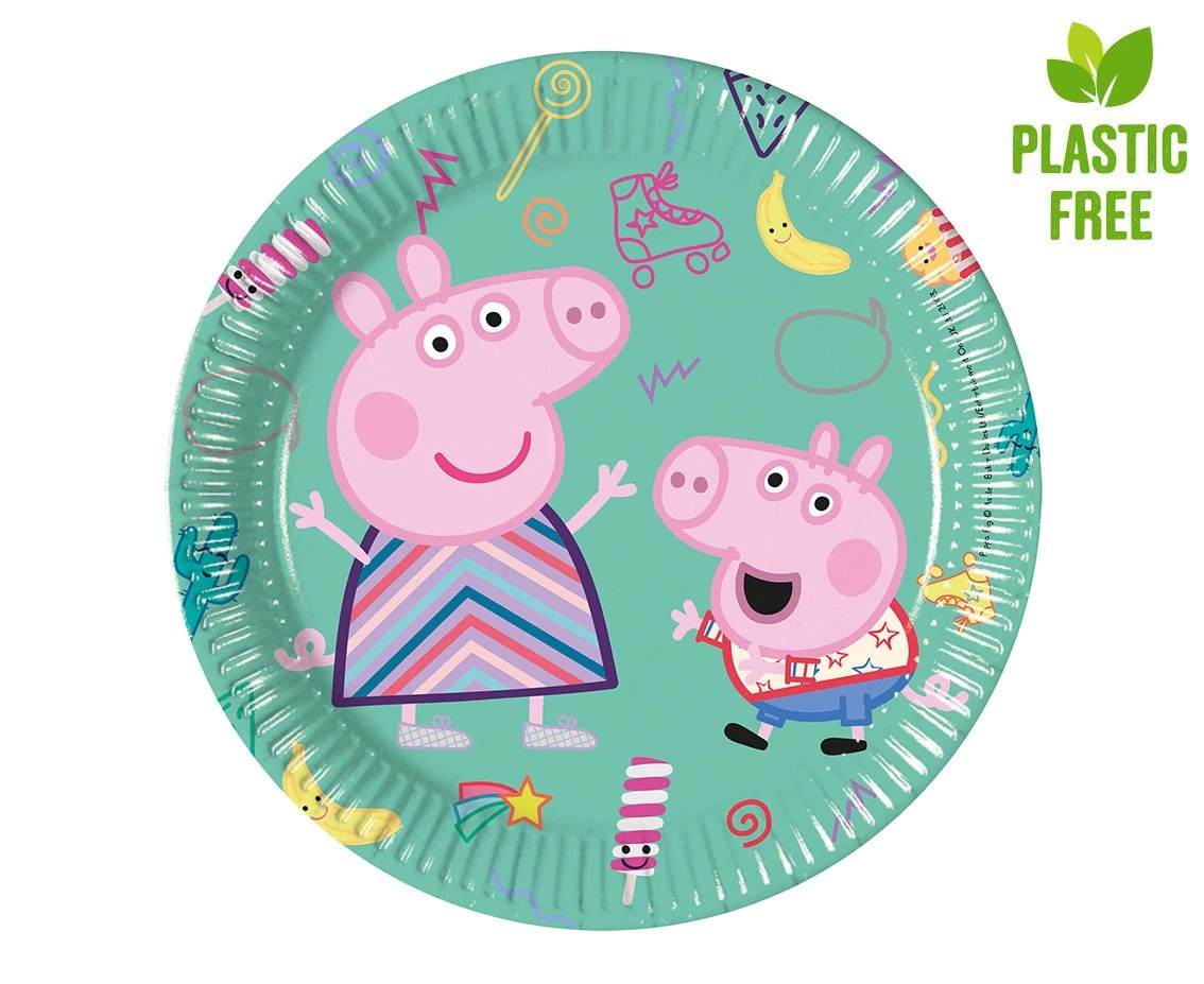 Paper plates Peppa Pig, next generation, 20 cm, 8 pcs (plastic-free) EOL