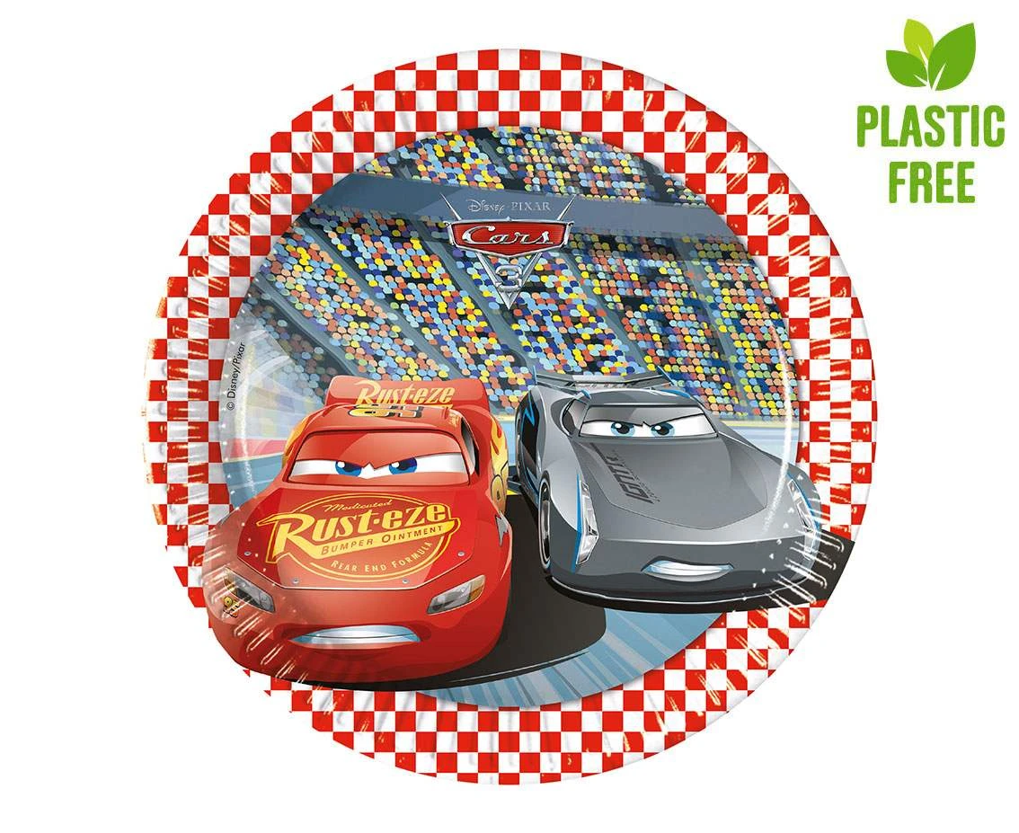 Paper plates Cars 3, next generation, 20 cm, 8 pcs (plastic-free) EOL
