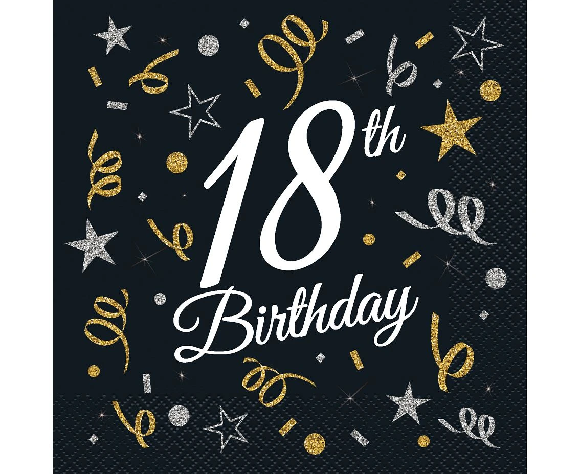 Paper napkins B&C 18th Birthday, 33 x 33 cm, 20 pcs