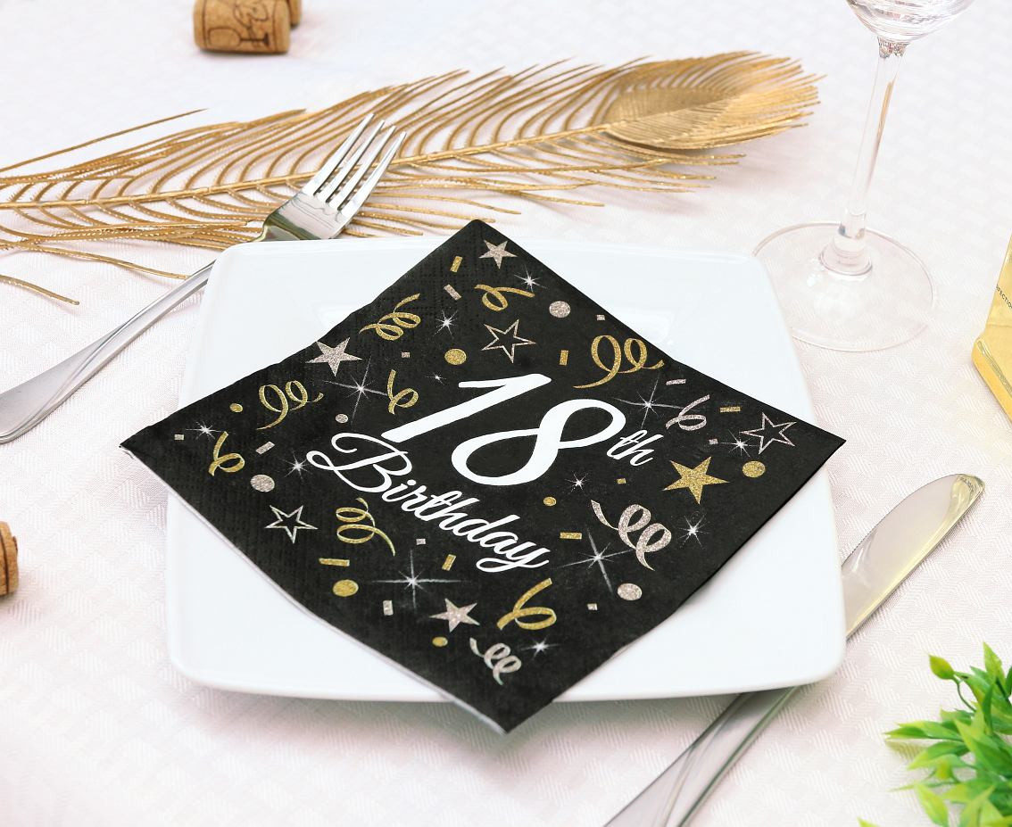 Paper napkins B&C 18th Birthday, 33 x 33 cm, 20 pcs