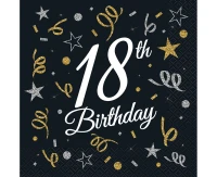 Paper napkins B&C 18th Birthday, 33 x 33 cm, 20 pcs