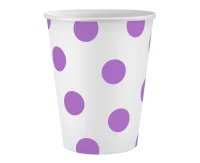 Paper cups Polka Dots, lavender, 250 ml, 6 pcs