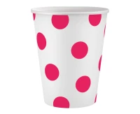 Paper cups Polka Dots, Magenta, 250 ml, 6 pcs