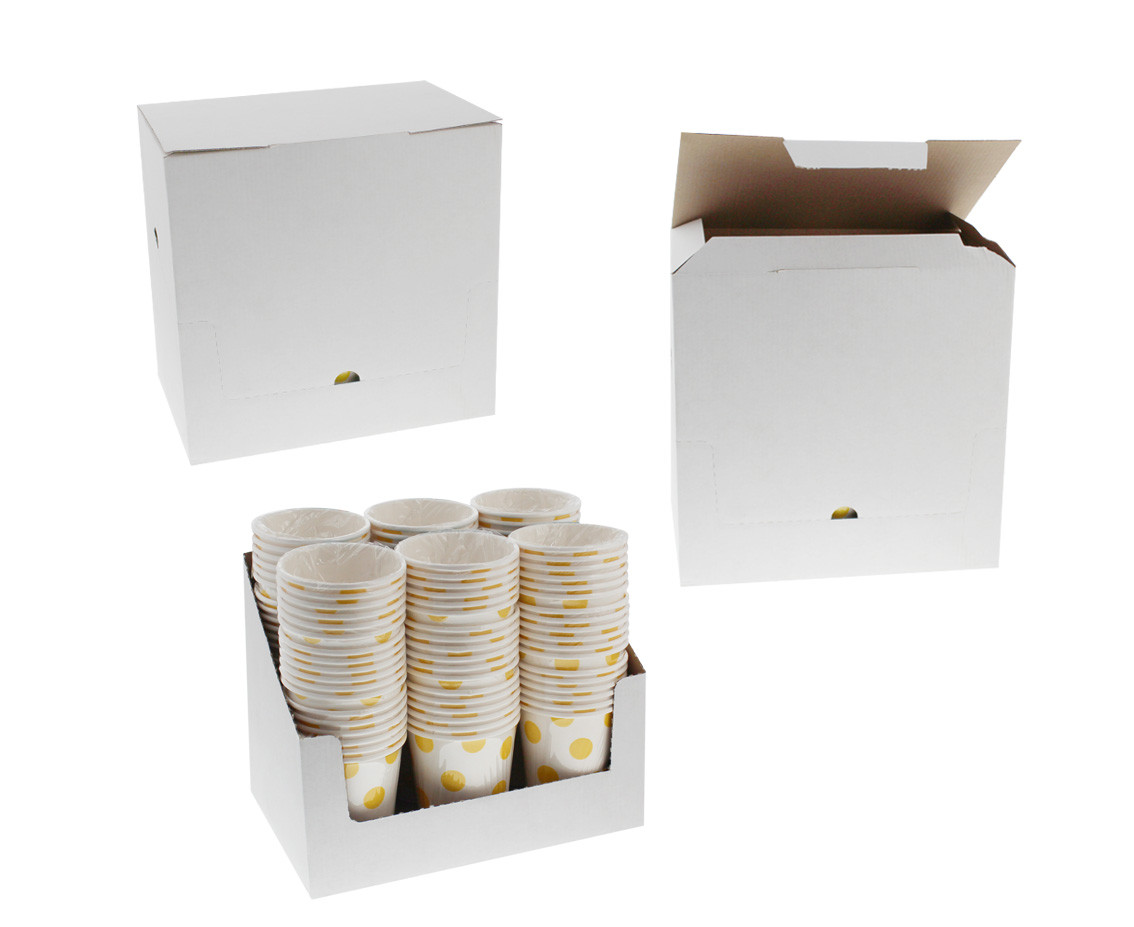 Paper cups Polka Dots, yellow, 250 ml, 6 pcs