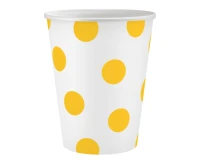 Paper cups Polka Dots, yellow, 250 ml, 6 pcs