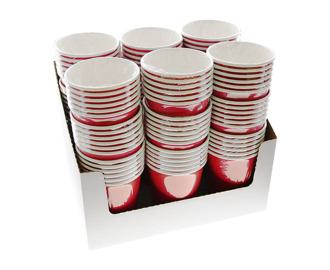 Paper cups Solid colour, red, 250 ml, 6 pcs