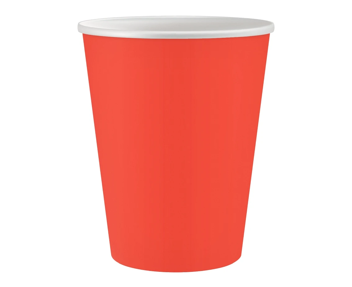 Paper cups Solid colour, red, 250 ml, 6 pcs