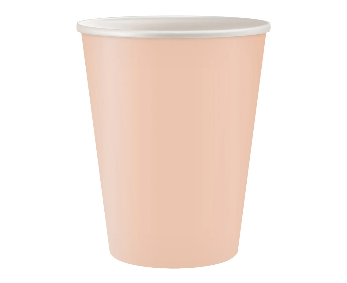 Paper cups Solid colour, light pink, 250 ml, 6 pcs
