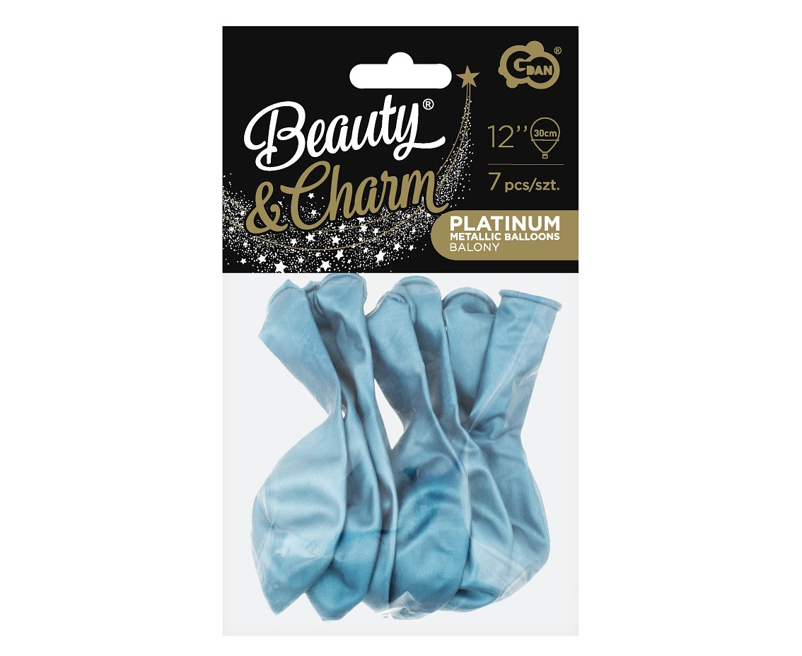 Balloons B&C 12", platinum light blue, 7pcs