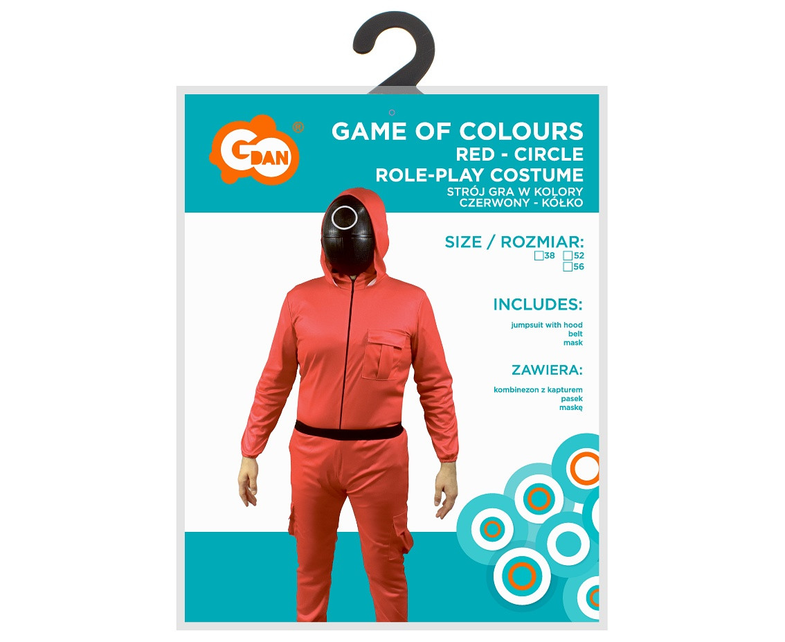 Role-play set Game of Colors, Red - (jumpsuit with hood, belt, mask), size 56