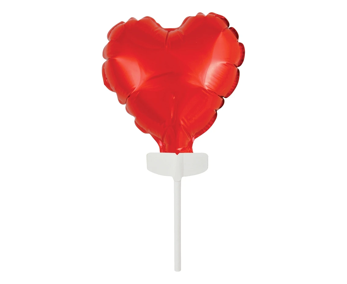 Foil balloon Heart on Stick, 8 cm, red