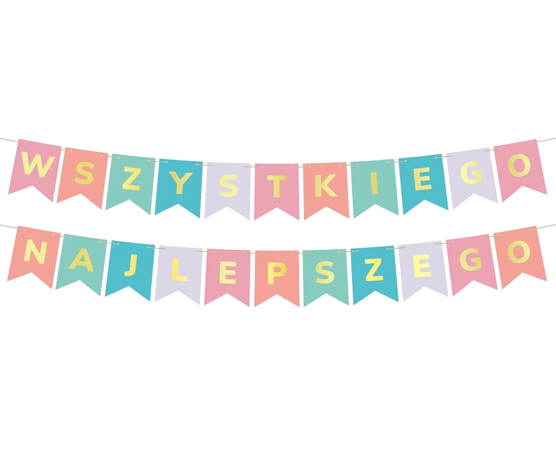 Paper garland Wszystkiego Najlepszego, multicolour, 2 x 250 cm