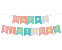 Paper garland Happy Birthday, multicolour, 2 x 200 cm