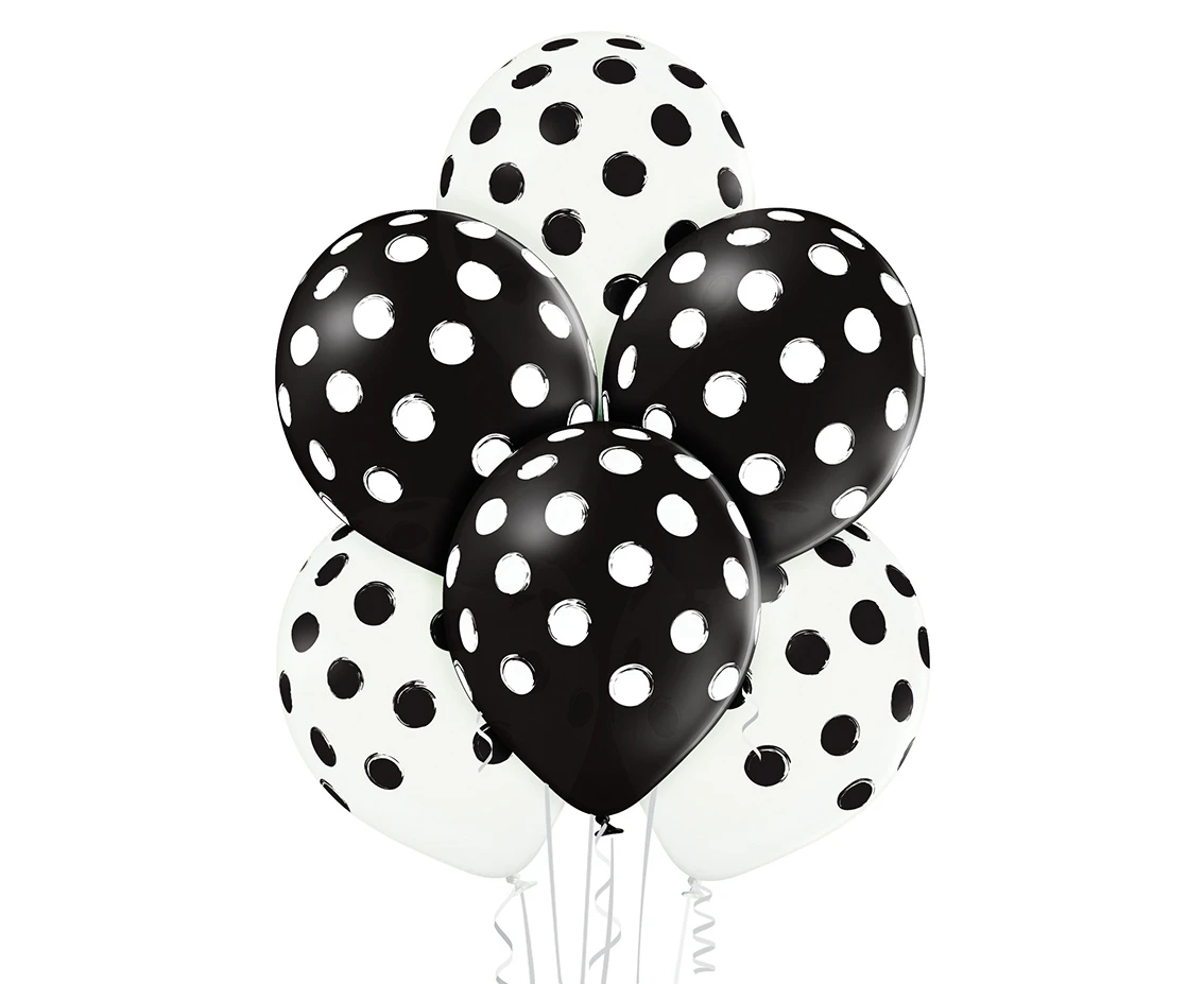 Balloons Belbal 12", D11, brush polka dots, 30 cm, 6pcs