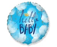 Foil balloon Hello Baby Boy, packed, FX, 18" EOL