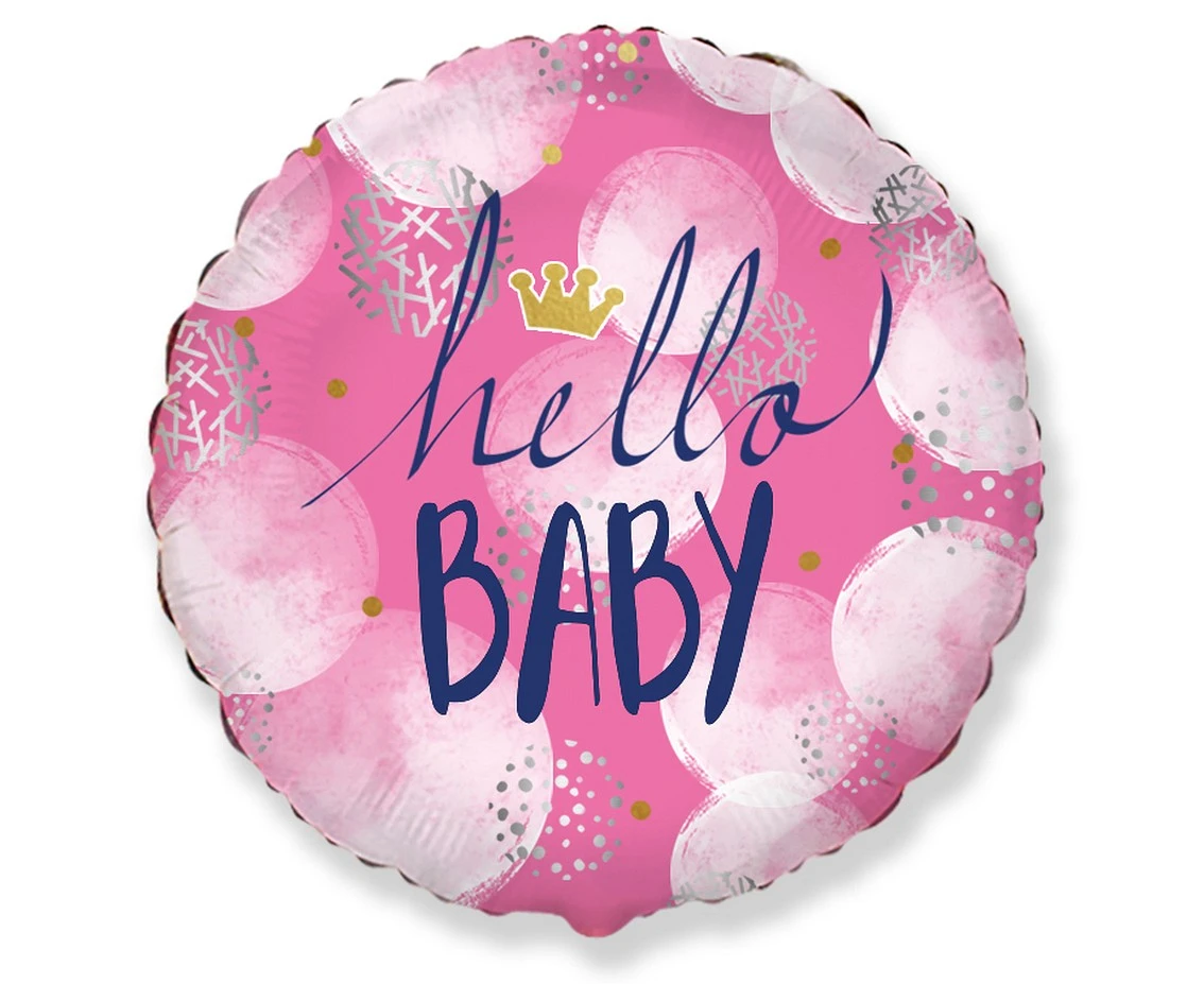 Foil balloon Hello Baby Girl, packed, FX, 18" EOL