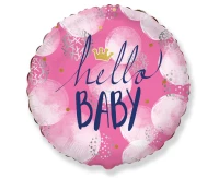 Foil balloon Hello Baby Girl, packed, FX, 18" EOL