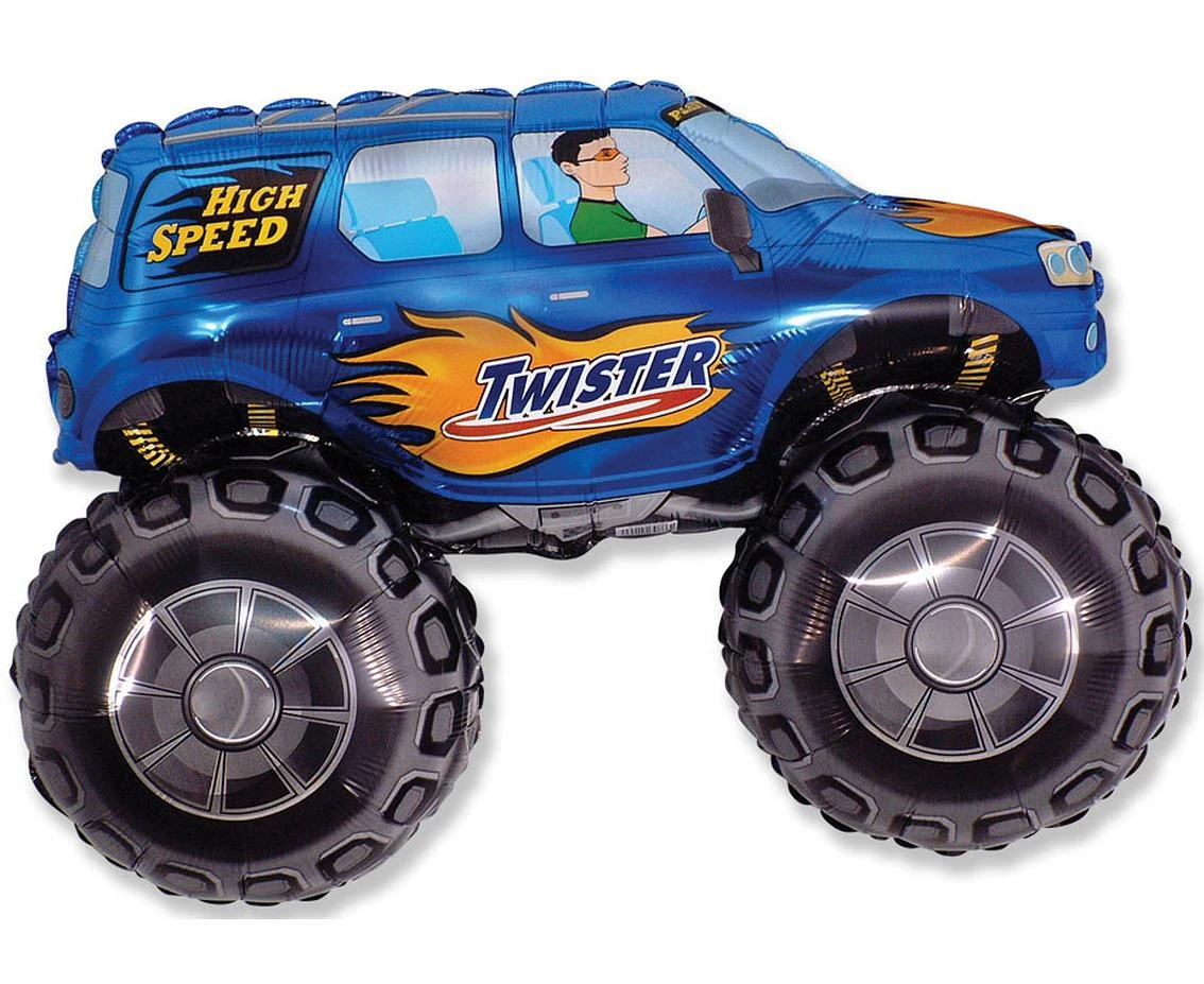 Foil balloon Twister Car (blue), packed, FX, 24" EOL