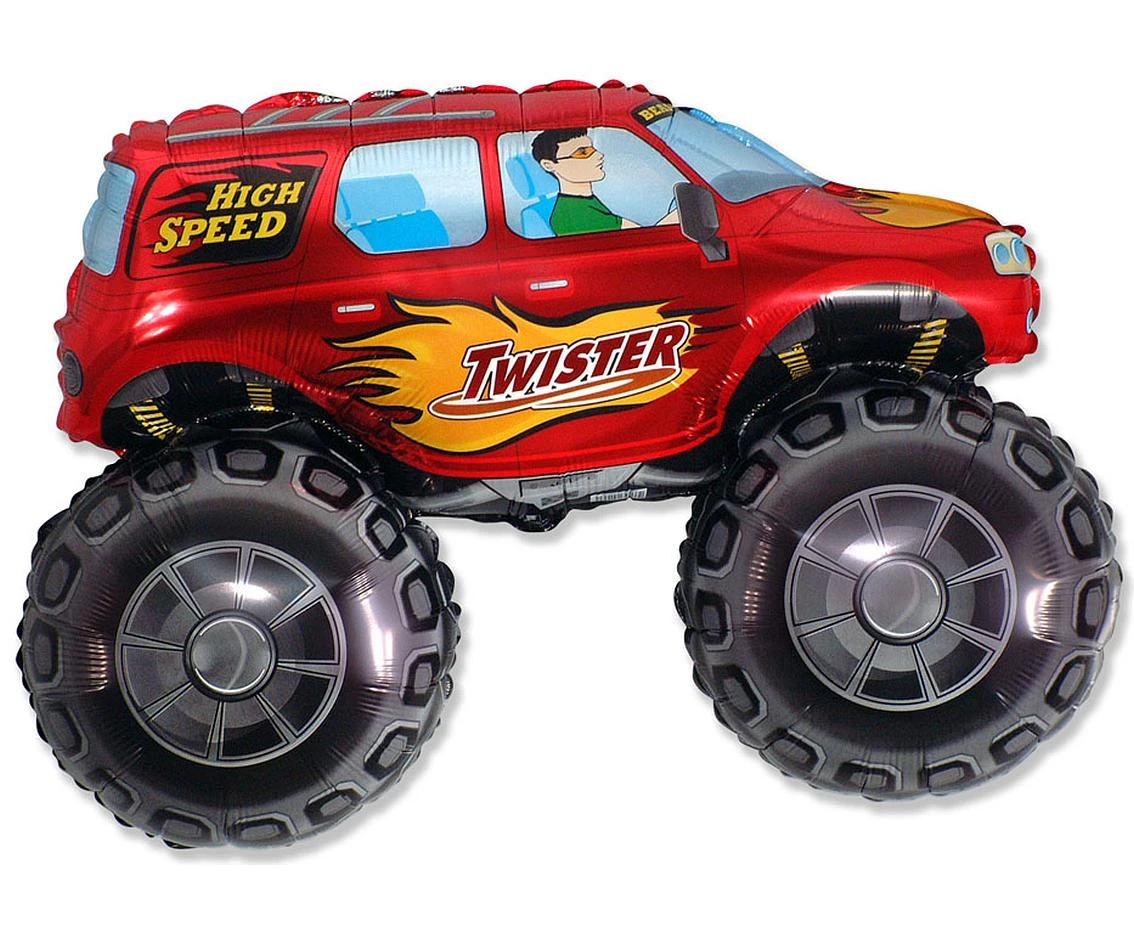 Foil balloon Twister Car (red), packed, FX, 24" EOL