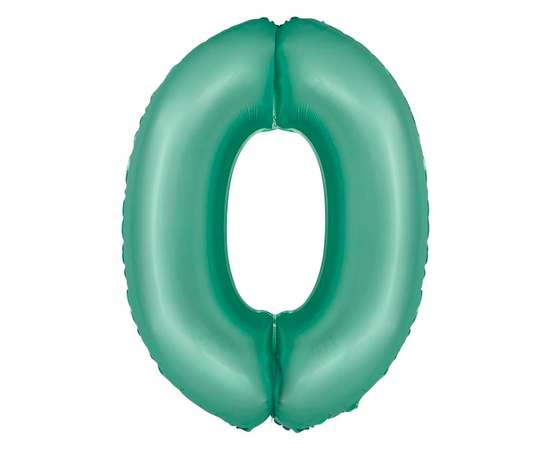 Foil balloon Smart, digit 0, mat mint, 76 cm EOL