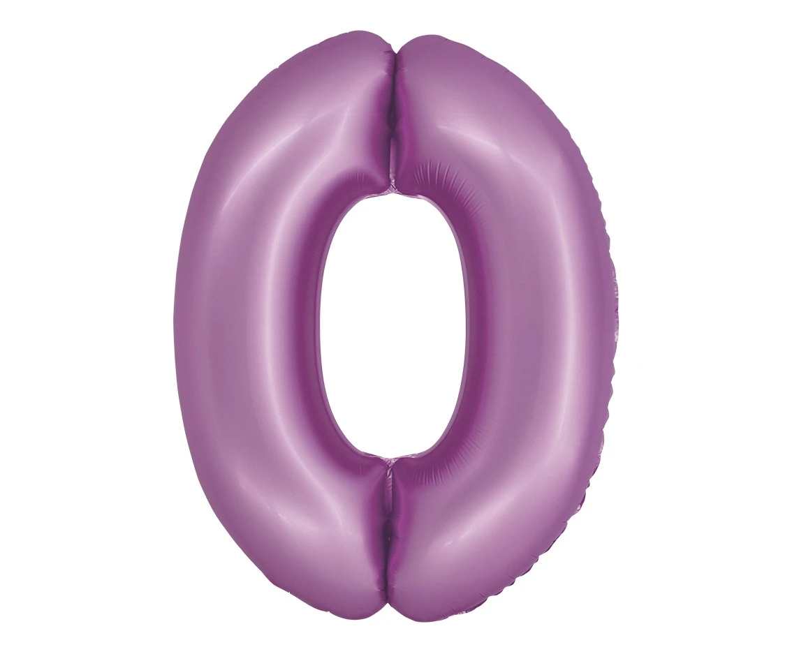 Foil balloon Smart, digit 0, mat lavender, 76 cm EOL