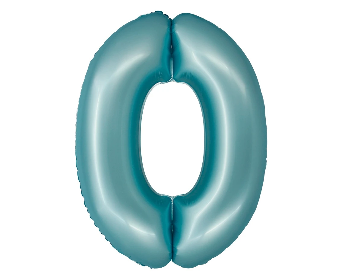 Foil balloon Smart, digit 0, mat light blue, 76 cm EOL