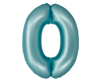 Foil balloon Smart, digit 0, mat light blue, 76 cm EOL