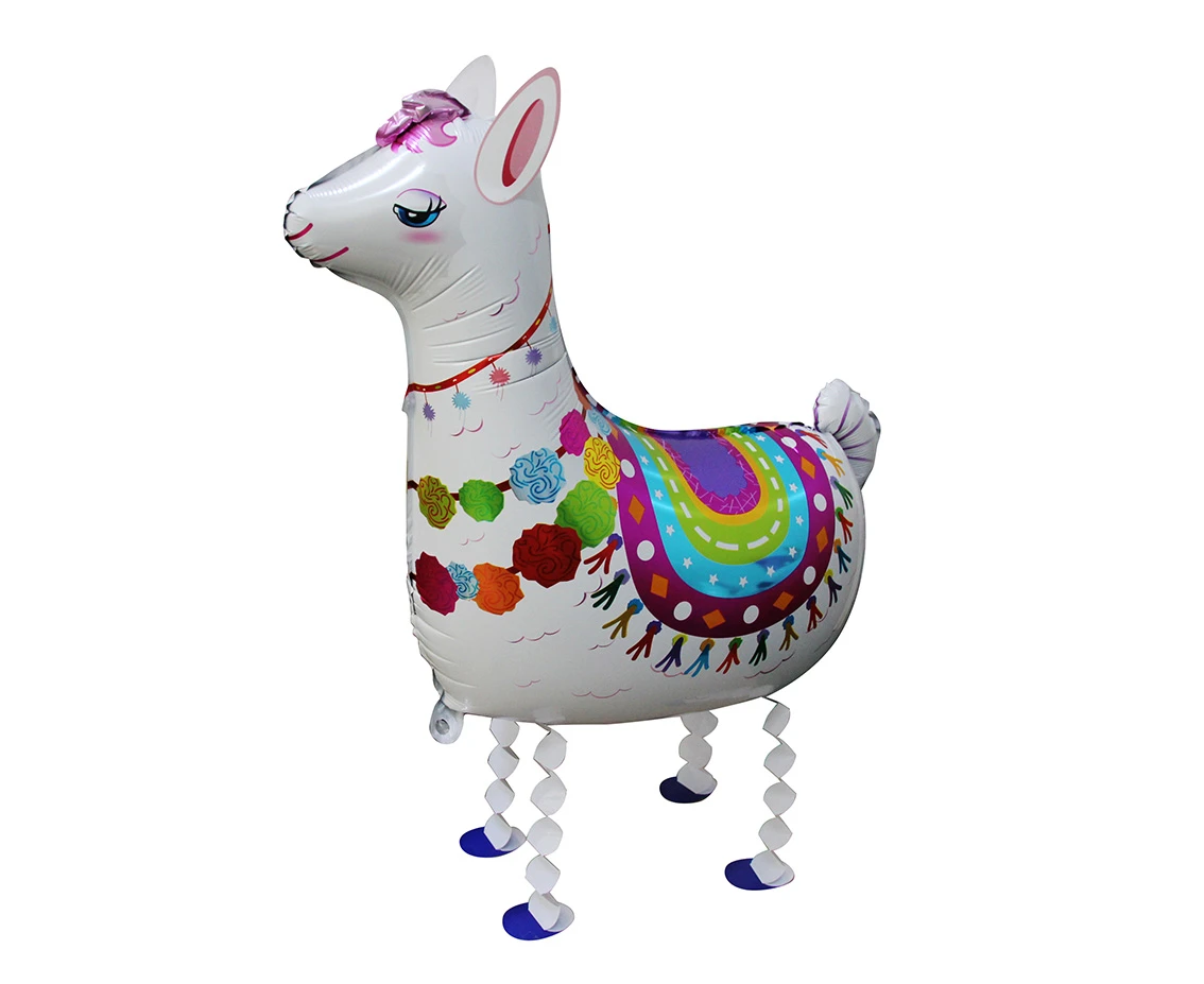 Foil balloon Llama, 67 x 75 cm, white, walking balloon EOL