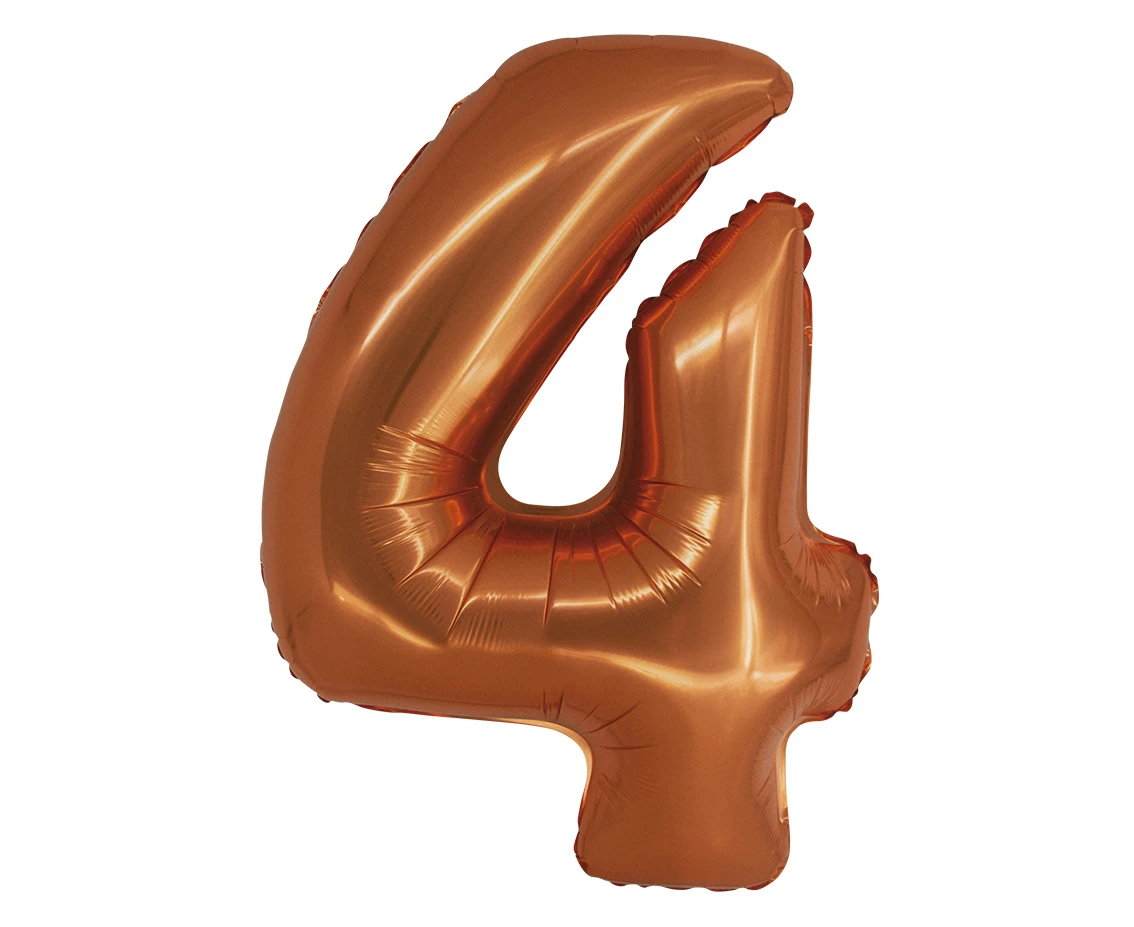 Foil balloon Smart, digit 4, copper, 76 cm EOL