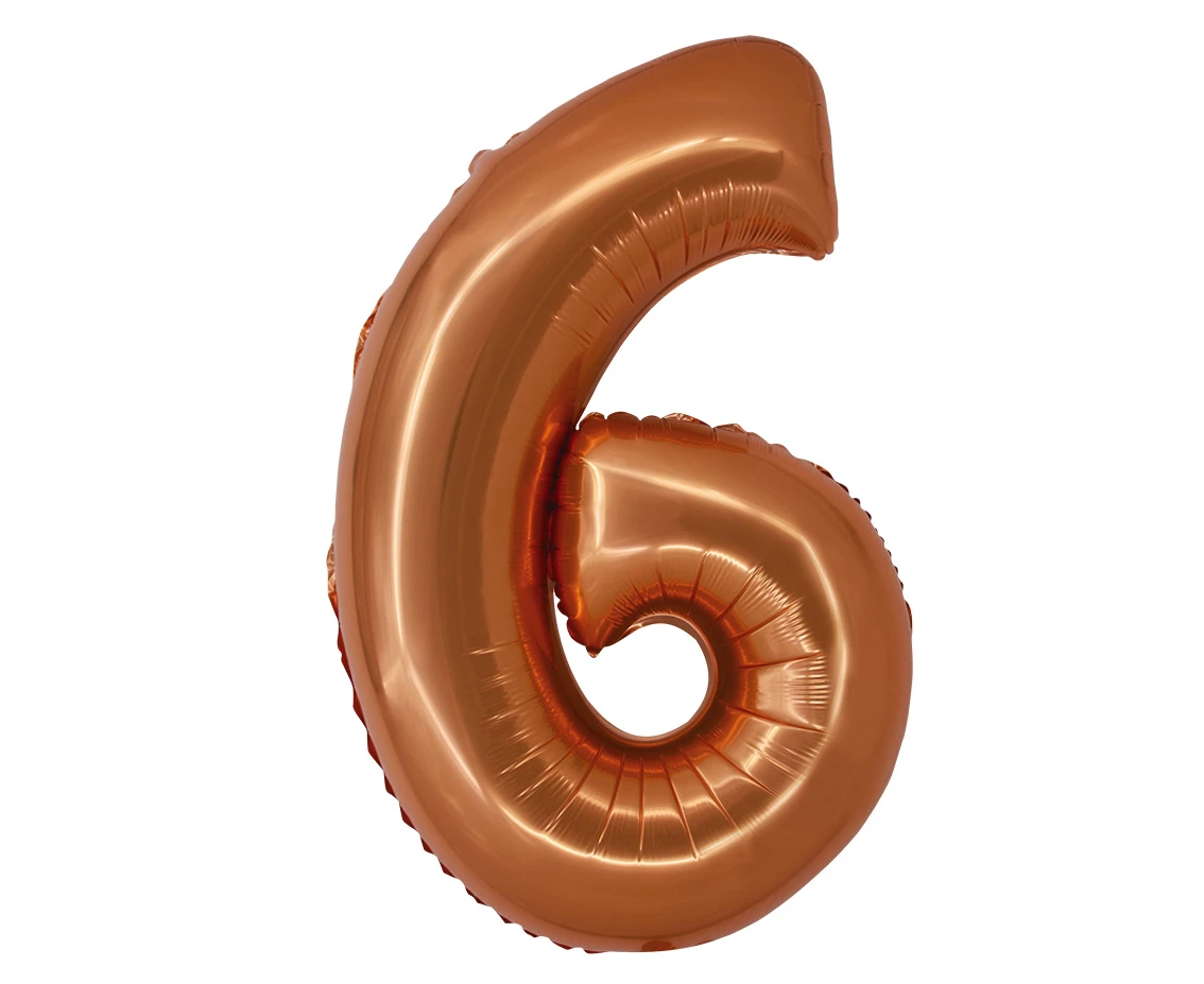 Foil balloon Smart, digit 6, copper, 76 cm EOL