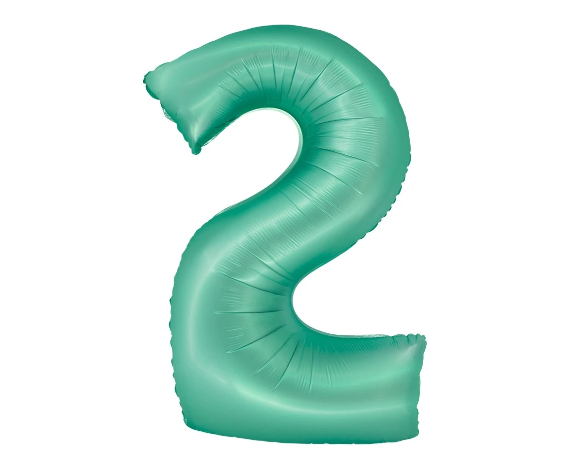 Foil balloon Smart, digit 2, mat mint, 76 cm EOL