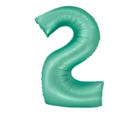 Foil balloon Smart, digit 2, mat mint, 76 cm EOL