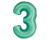 Foil balloon Smart, digit 3, mat mint, 76 cm EOL