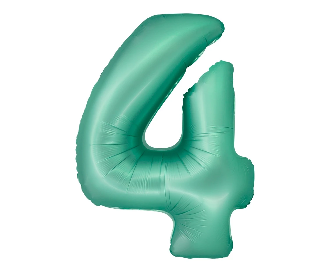 Foil balloon Smart, digit 4, mat mint, 76 cm EOL