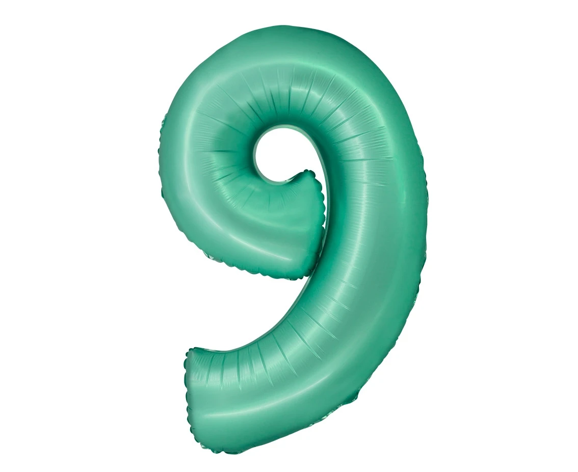 Foil balloon Smart, digit 9, mat mint, 76 cm EOL