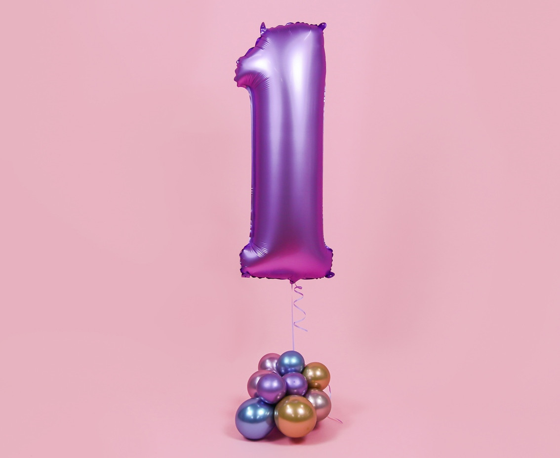 Foil balloon Smart, digit 1, mat lavender, 76 cm EOL