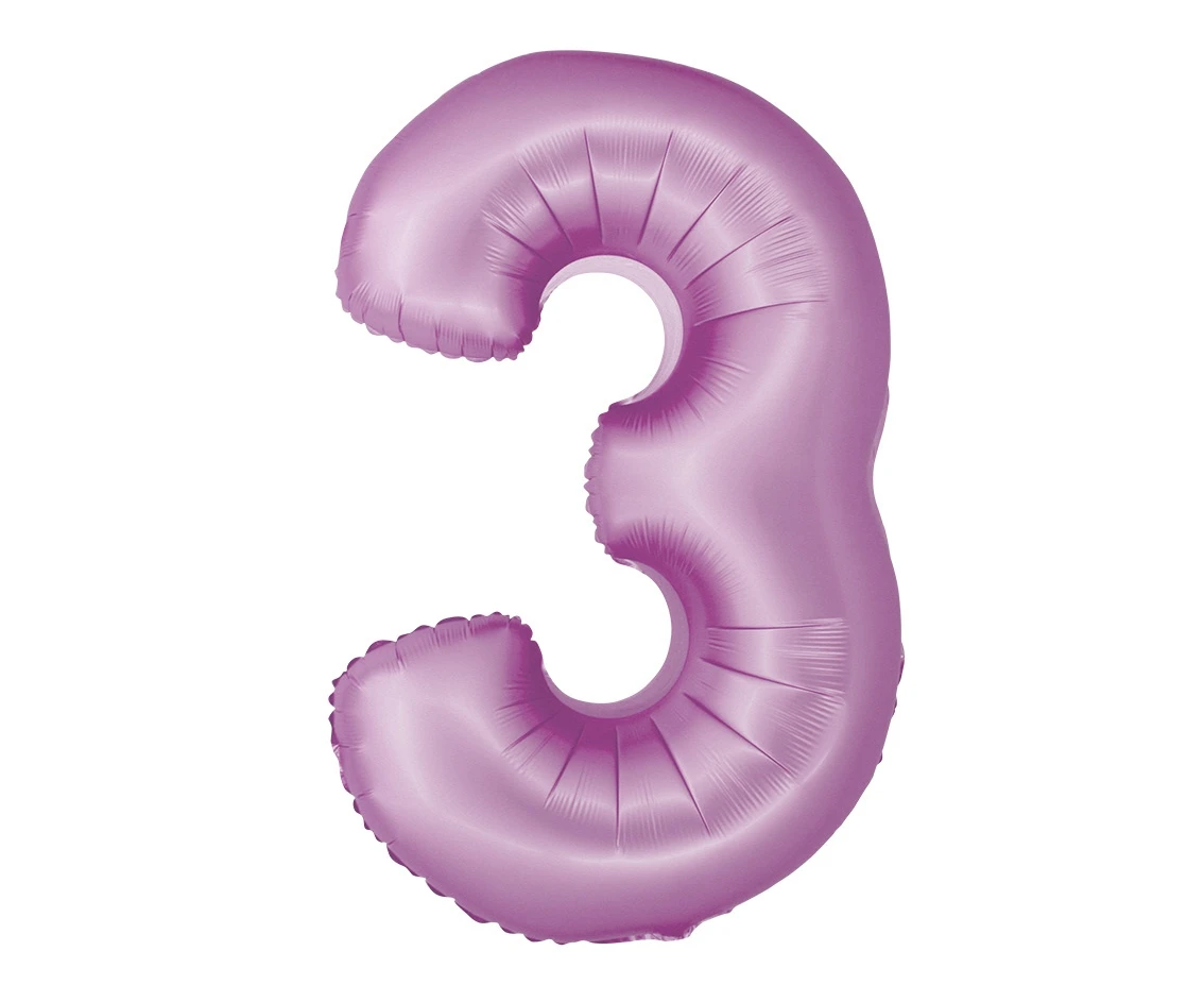 Foil balloon Smart, digit 3, mat lavender, 76 cm EOL
