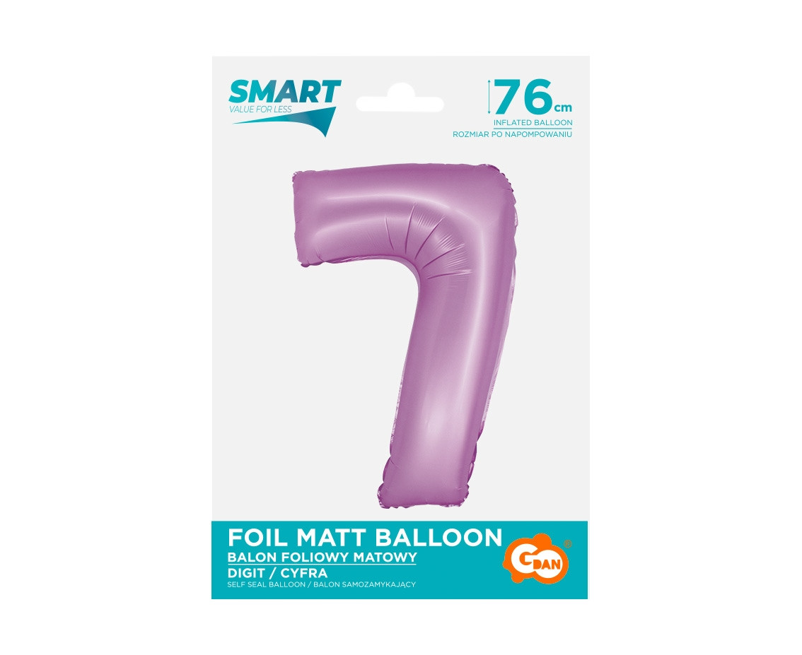 Foil balloon Smart, digit 7, mat lavender, 76 cm EOL